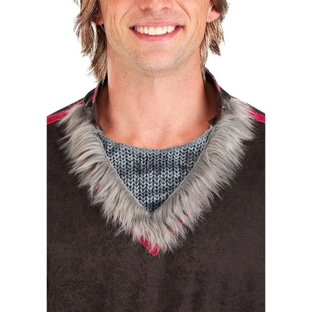 Disguise Men's Brown Faux Fur Trimmed Poncho with Pink Striped Sasha